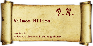 Vilmos Milica névjegykártya